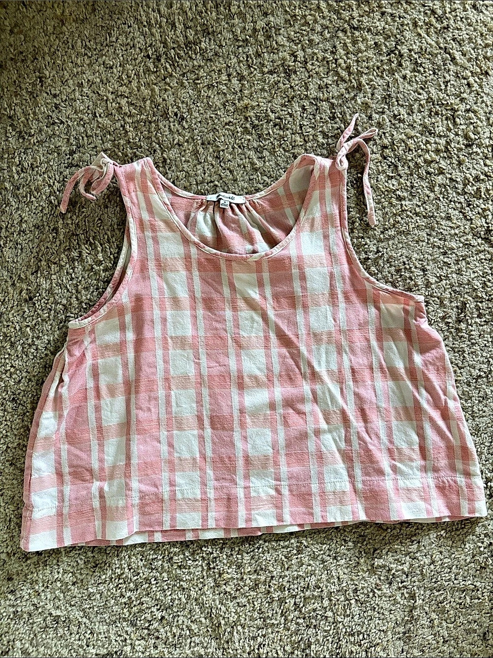 Madewell Plaid Tie-Back Tank Pink & White Medium